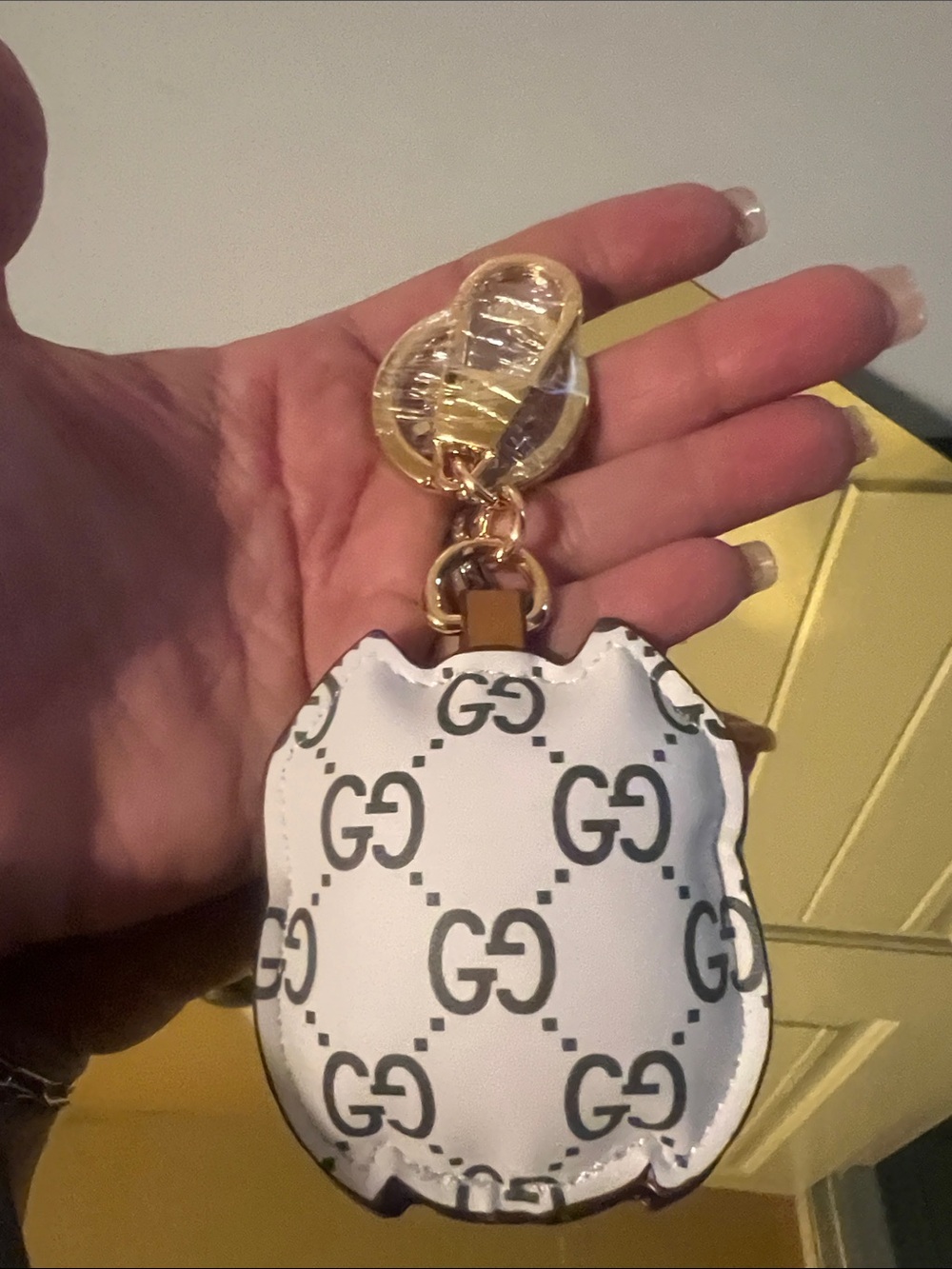 Gucci Cream GG Owl Keychain with Blue Wings and Tan Eye Accents - Picture 6 of 10